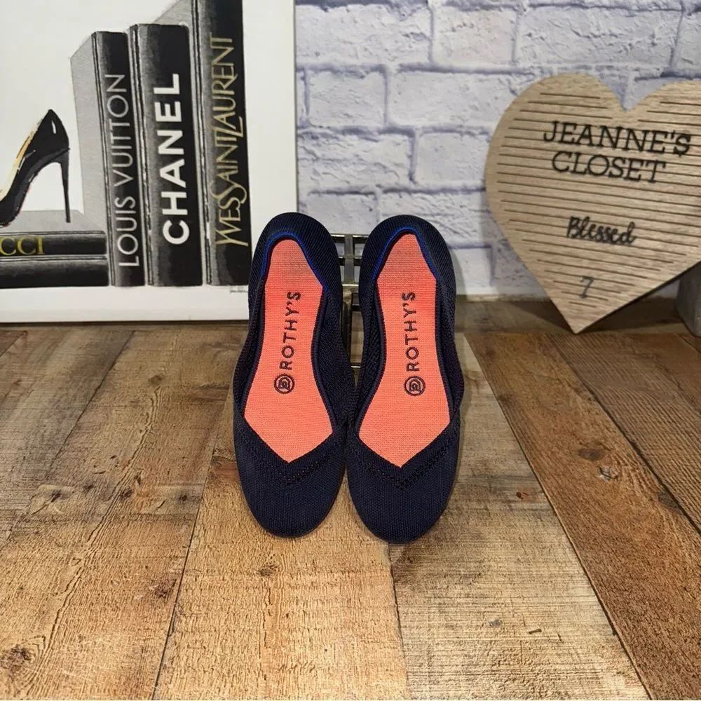 Retired Rothy’s Women's Navy Blue Honeycomb Luxury Ballet Flats US Size 6 1/2